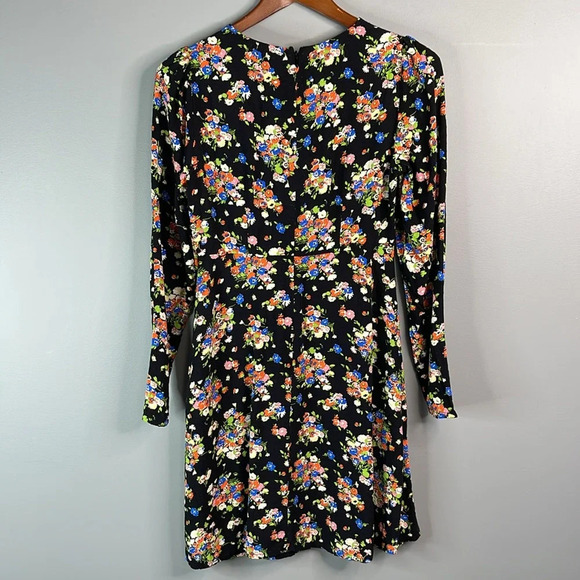BODEN Wild Cluster Floral Print Crew Neck Fit and Flare Dress Black Swiss Dot 4 - Picture 9 of 14